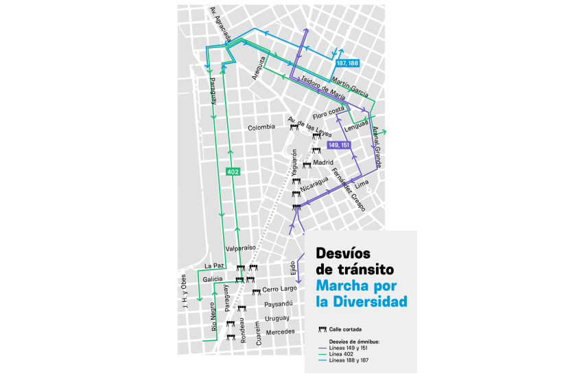 Desvíos de transporte por Marcha por la Diversidad