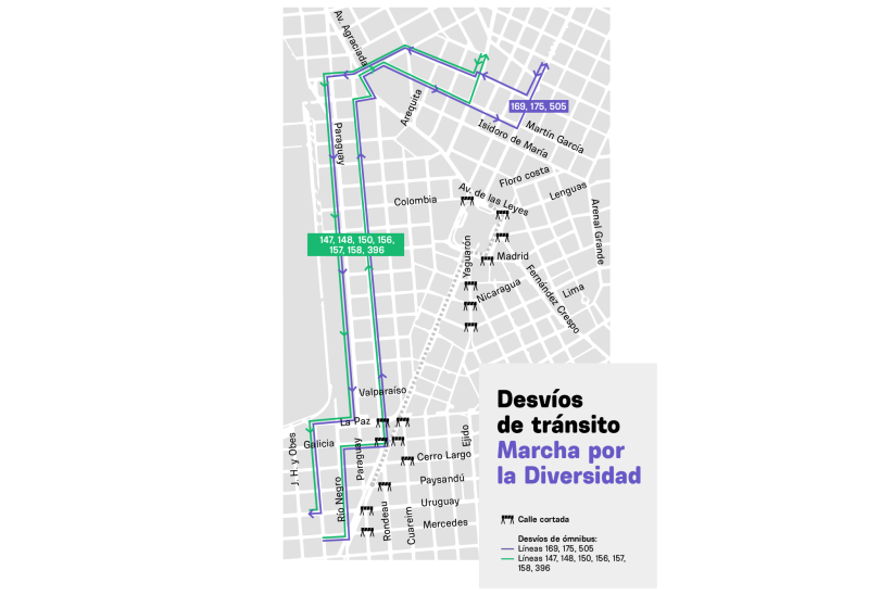 Desvíos de transporte por Marcha por la Diversidad