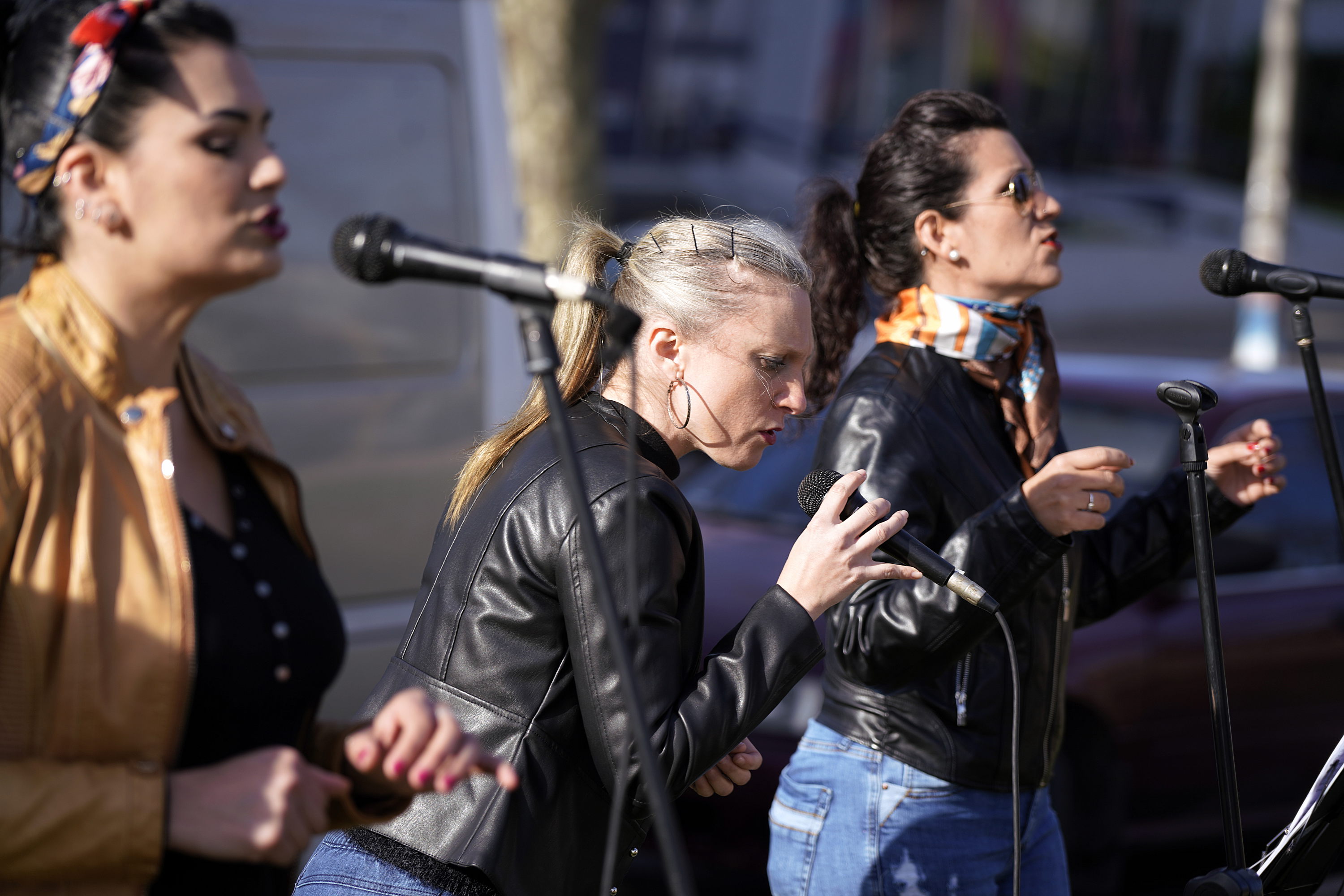 Las Rodettes presentándose en la plaza Chopin en el marco de La cultura va por barrios