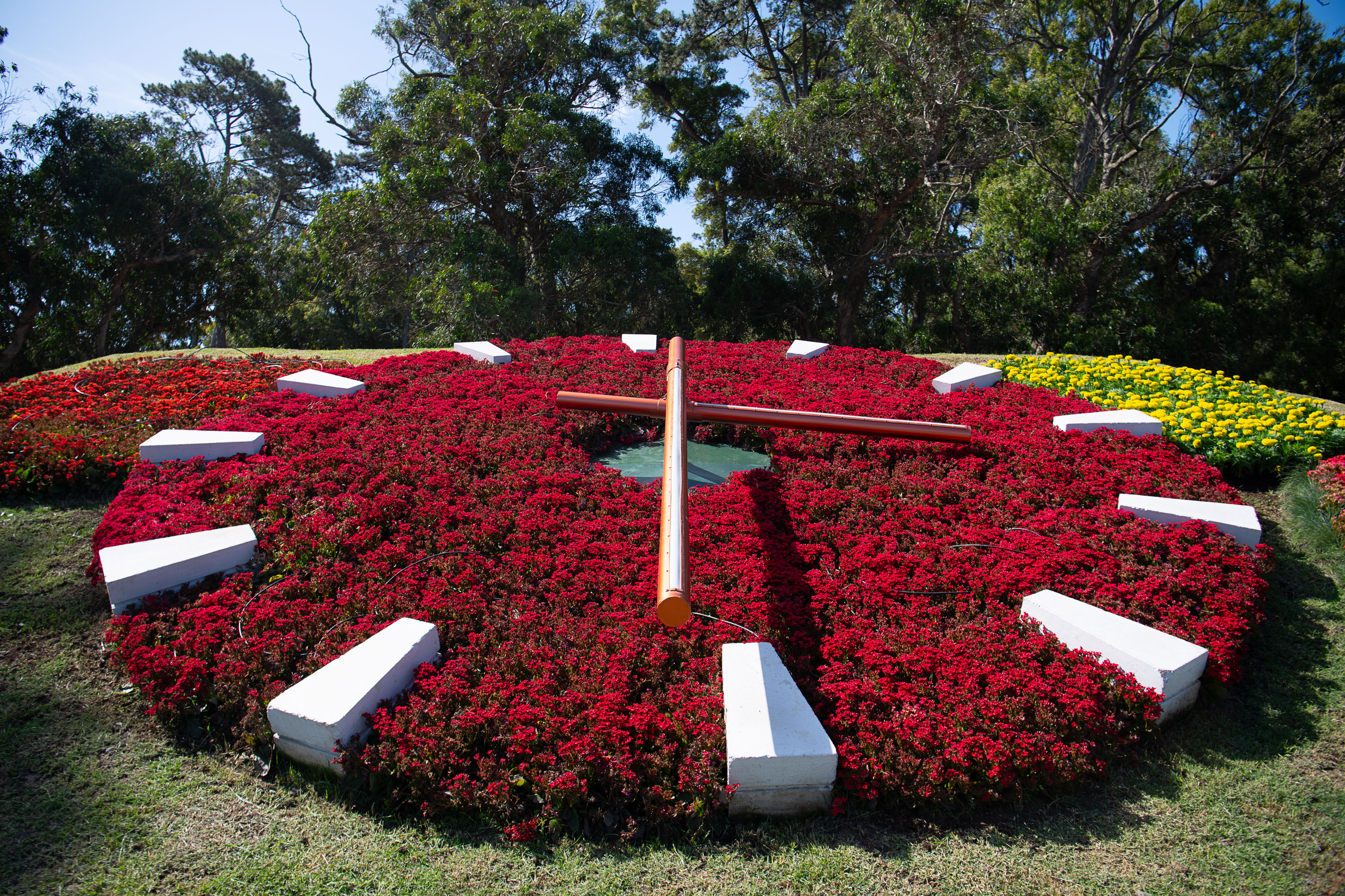 Inauguración del reloj de flores del parque Rivera