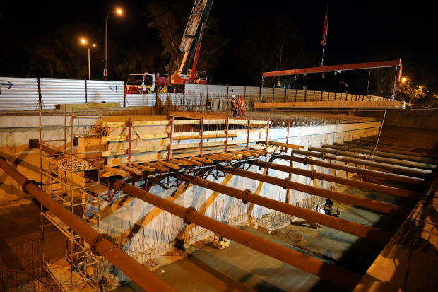 Obras para la construcción del túnel de Avenida Italia