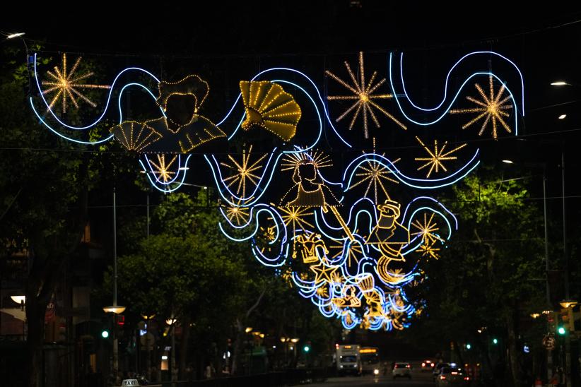 Luces en 18 de Julio por Carnaval