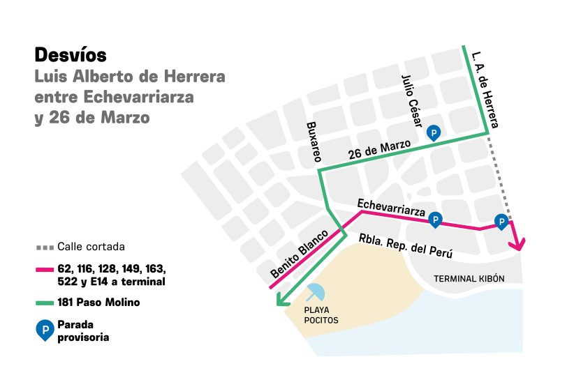 Mapa de desvíos por obras