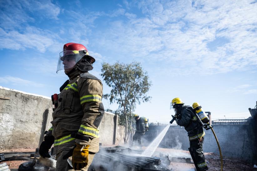 Simulacro de incendio organizado por CECOED