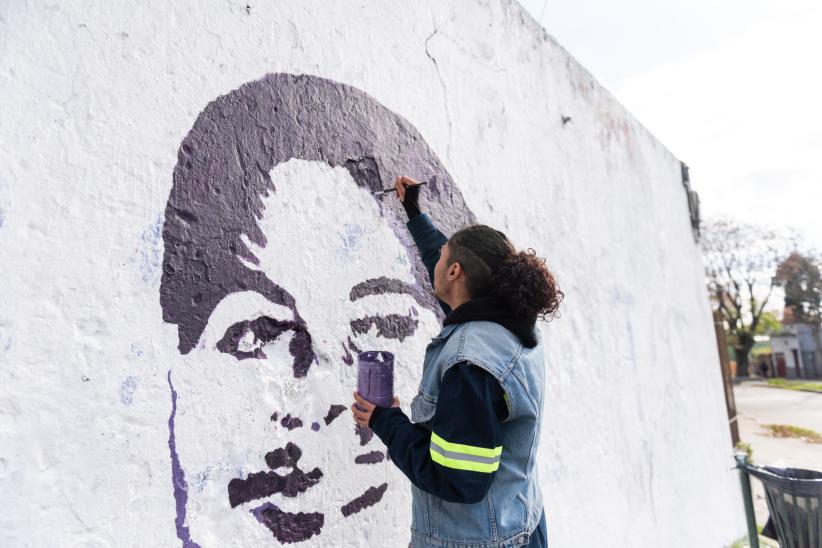 Pintada de mural de discapacidad en el marco de los 300 años de Montevideo , 14 de julio de 2023