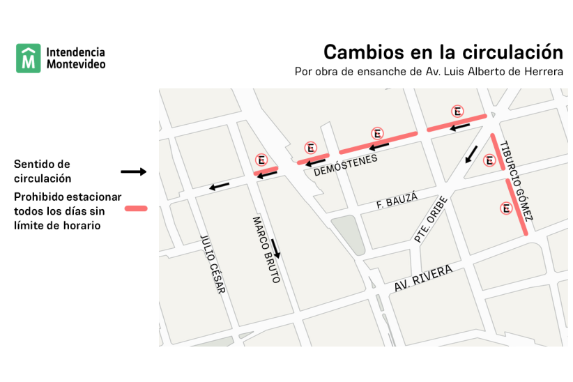 Cambios de circulación Av. Rivera y Luis Alberto de Herrera