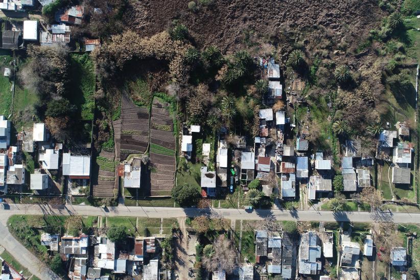 Foto aérea en el barrio La Paloma, Cerro