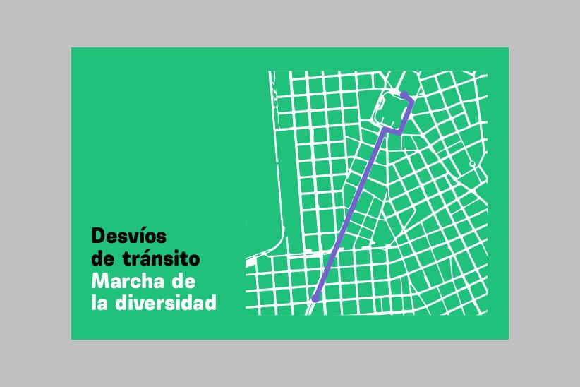 Mapa de desvíos por marcha de la diversidad 2021