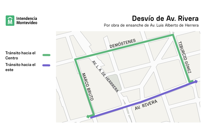 Desvío en Av. Rivera y Luis Alberto de Herrera