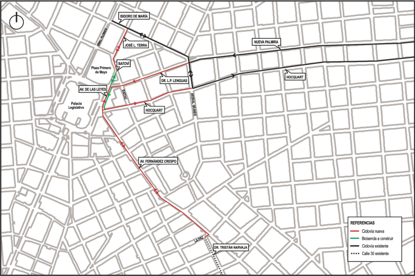 Infraestructura para bicicletas en el entorno del Palacio Legislativo 