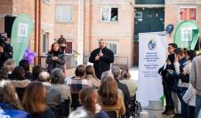 Intendente Mario Bergara, durante la inauguración de viviendas por realojo del asentamiento Santa María Eugenia de Servando Gómez