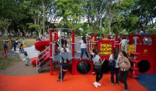 Inauguración de espacio infantil de plaza Ituzaingó