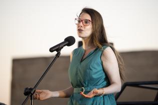 Alcaldesa del Municipio B, Patricia Soria durante la inauguración del parque Mauá