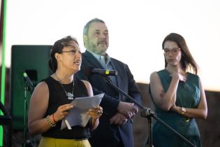  Intendente Mario Bergara junto a la alcaldesa del Municipio B, Patricia Soria durante la inauguración del parque Mauá