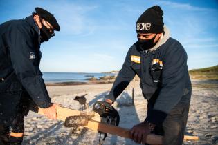 Instalación de cercas captoras en playa Santa Catalina