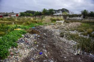 Basura alrededor del muelle del Cerro