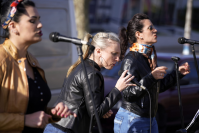 Las Rodettes presentándose en la plaza Chopin en el marco de La cultura va por barrios