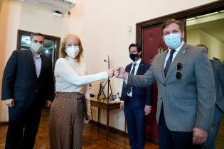 Reunión de la intendenta Carolina Cosse con el presidente de Conmebol, Alejandro Dominguez Reunión de la intendenta Carolina Cosse con el presidente de Conmebol, Alejandro Dominguez