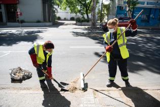 Barrido especial por pelusa de plátanos en Avenida San Martín Barrido especial por pelusa de plátanos en Avenida San Martín