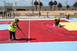 Preparativo de cancha para torneo Jr. NBA Preparativo de cancha para torneo Jr. NBA