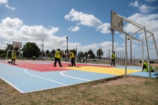Preparativo de cancha para torneo Jr. NBA Preparativo de cancha para torneo Jr. NBA