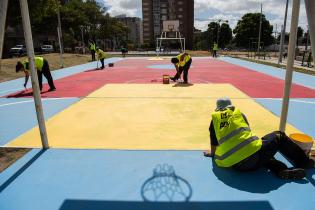 Preparativo de cancha para torneo Jr. NBA Preparativo de cancha para torneo Jr. NBA