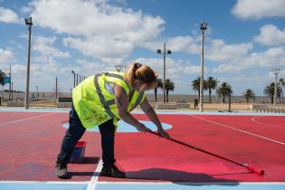 Preparativo de cancha para torneo Jr. NBA