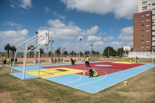 Preparativo de cancha para torneo Jr. NBA Preparativo de cancha para torneo Jr. NBA