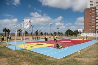 Preparativo de cancha para torneo Jr. NBA