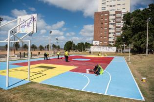 Preparativo de cancha para torneo Jr. NBA