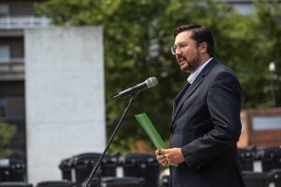 Lanzamiento del programa “Reciclando Barrio a Barrio” en la explanada de la Intendencia de Montevideo