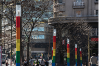 Intervención en la explanada de la Intendencia de Montevideo en el marco del Mes de la Diversidad