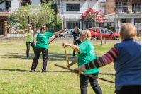 Clase de gimnasia para personas mayores en el Espacio Barradas, 5 de octubre de 2022