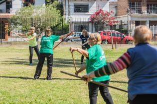 Clase de gimnasia para personas mayores en el Espacio Barradas, 5 de octubre de 2022