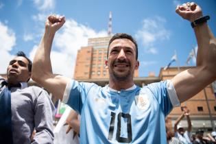 Partido de Uruguay - Ghana en la explanada de la Intendencia de Montevideo, 02 de diciembre de 2022