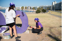 Intervención en letras de Montevideo por el mes de la mujer 2023, 3 de marzo de 2023
