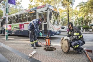 Fumagación en bocas de tormenta en parques y plazas