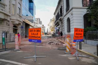 Obras en la calle Rincón en el marco del programa Late Ciudad Vieja , 03 de julio de 2023