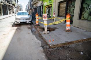 Obras en la calle Colón entre Washington y Sarandí el marco del programa Late Ciudad Vieja