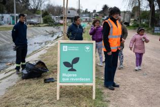 Plantación de flores del programa Mujeres que Reverdecen en el barrio Bajo Valencia