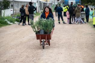 Plantación de flores del programa Mujeres que Reverdecen en el barrio Bajo Valencia