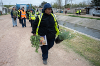Plantación de flores del programa Mujeres que Reverdecen en el barrio Bajo Valencia