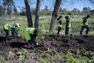 Plantación de flores con participantes del proyecto «Mujeres que Reverdecen» en el arroyo Mendoza