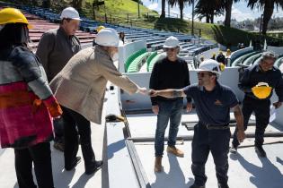 Intendenta Carolina Cosse visita obras en el Teatro de Verano, 27 de setiembre de 2023 