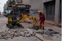 Avance de obras en calle Colon entre Reconquista y Sarandi , 31 de octubre de 2023