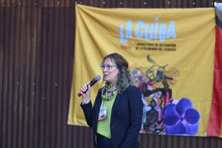 Actividad del laboratorio de activación de la economía del cuidado, La Cuida, en plaza de las Pioneras