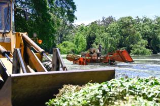 Tareas de limpieza en el lago del parque Rivera   ,22 de noviembre de 2023