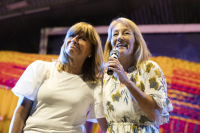 Carolina Cosse y Olga Otegi en el lanzamiento de Carnaval de la Red de Escenarios Populares