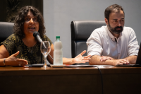 Solana Quesada en la presentación de los primeros resultados del funcionamiento de la Línea de escucha para hombres