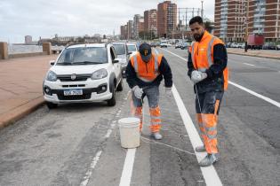 Avance de obras en la ciclovía de la rambla Avance de obras en la ciclovía de la rambla